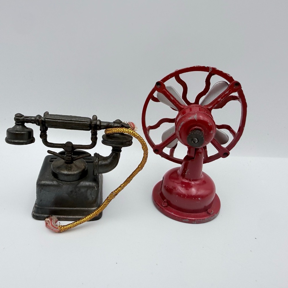 Vintage Durham Industries Die-Cast Metal Telephone and Fan Pencil Sharpener Set - Picture 6 of 9